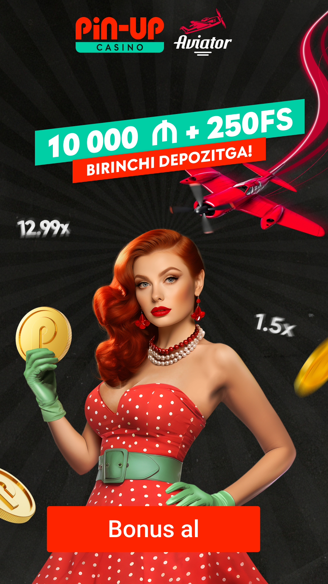 Pin Up mobil tətbiq üçün aviator banneri